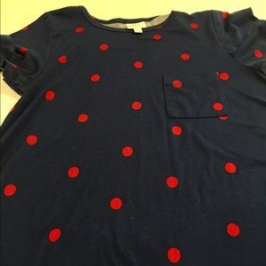 LuLaRoe Carly Dress blue with red polka dots
